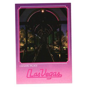 Vintage Postcard Caesars Palace Las Vegas Night Lights People Mover Casino KLV-7